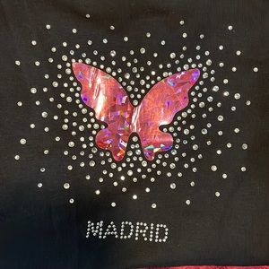 Rhinestone pink butterfly Madrid shirt size small brand new - never worn